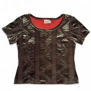 Rialto Women's Snake Green Duochrome Wave Pattern Velour Top